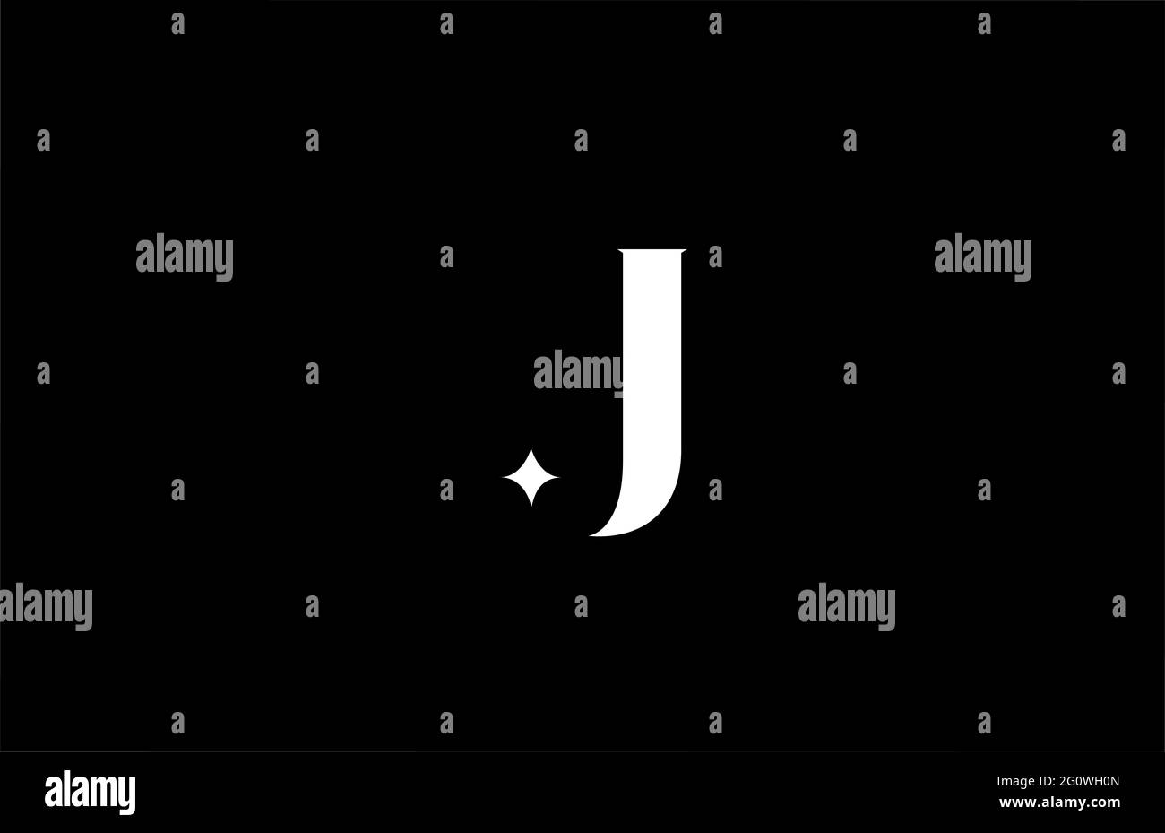 J lettera alfabetica logo per aziende e società. Scritte creative in bianco e nero. Design delle icone di branding delle identità aziendali Foto Stock