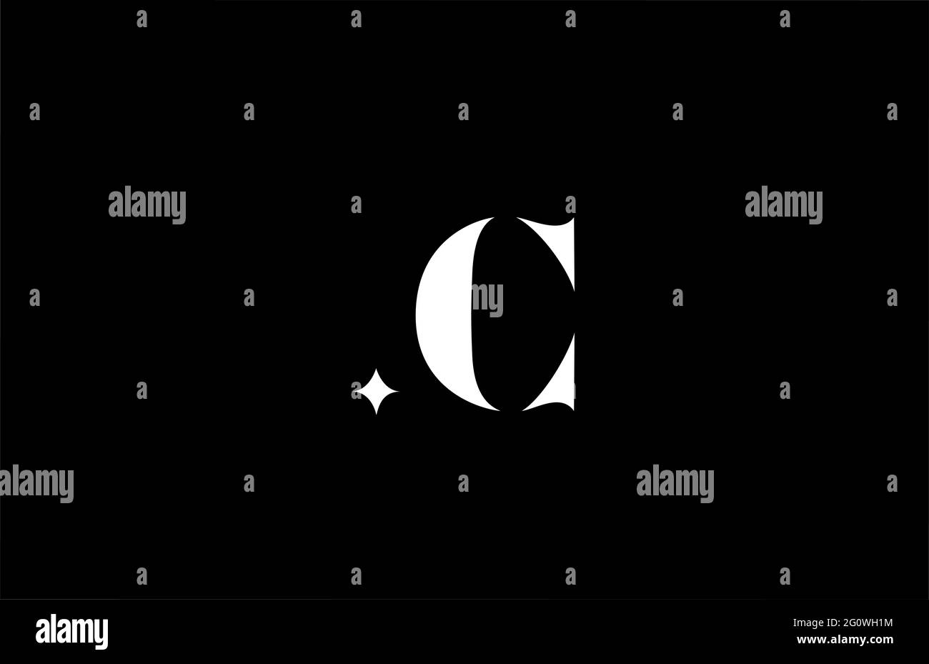 Logo lettera alfabetica C per aziende e aziende. Scritte creative in bianco e nero. Design delle icone di branding delle identità aziendali Foto Stock