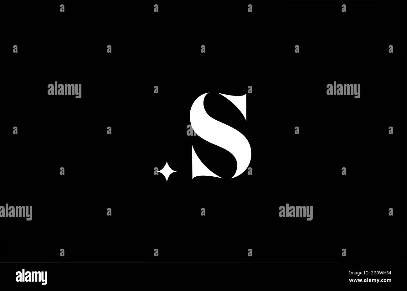 Logo lettera alfabetica S per aziende e aziende. Scritte creative in bianco e nero. Design delle icone di branding delle identità aziendali Foto Stock
