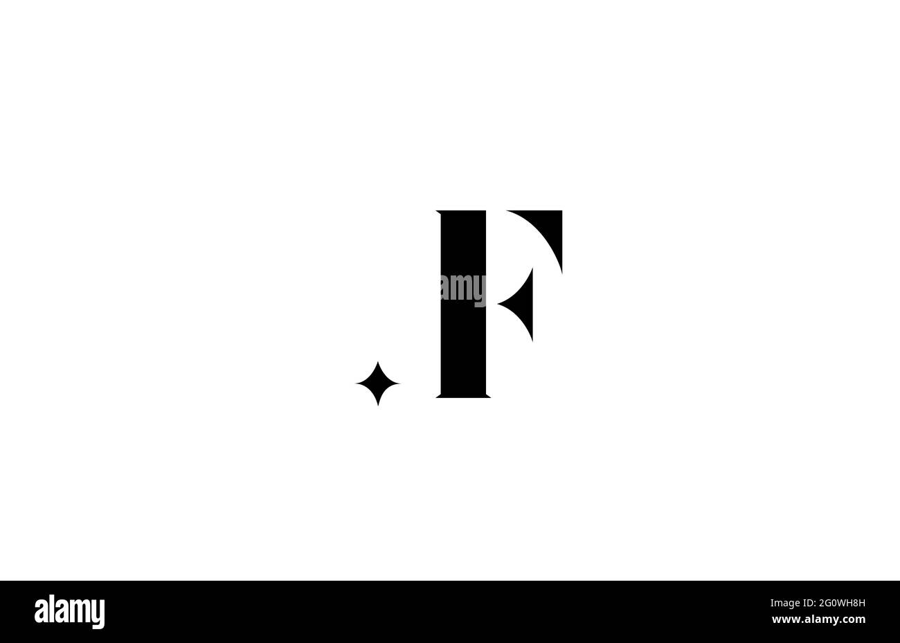Logo lettera alfabetica F in bianco e nero per affari con STAR. Scritte creative per l'azienda. Design delle icone di branding delle identità aziendali Foto Stock