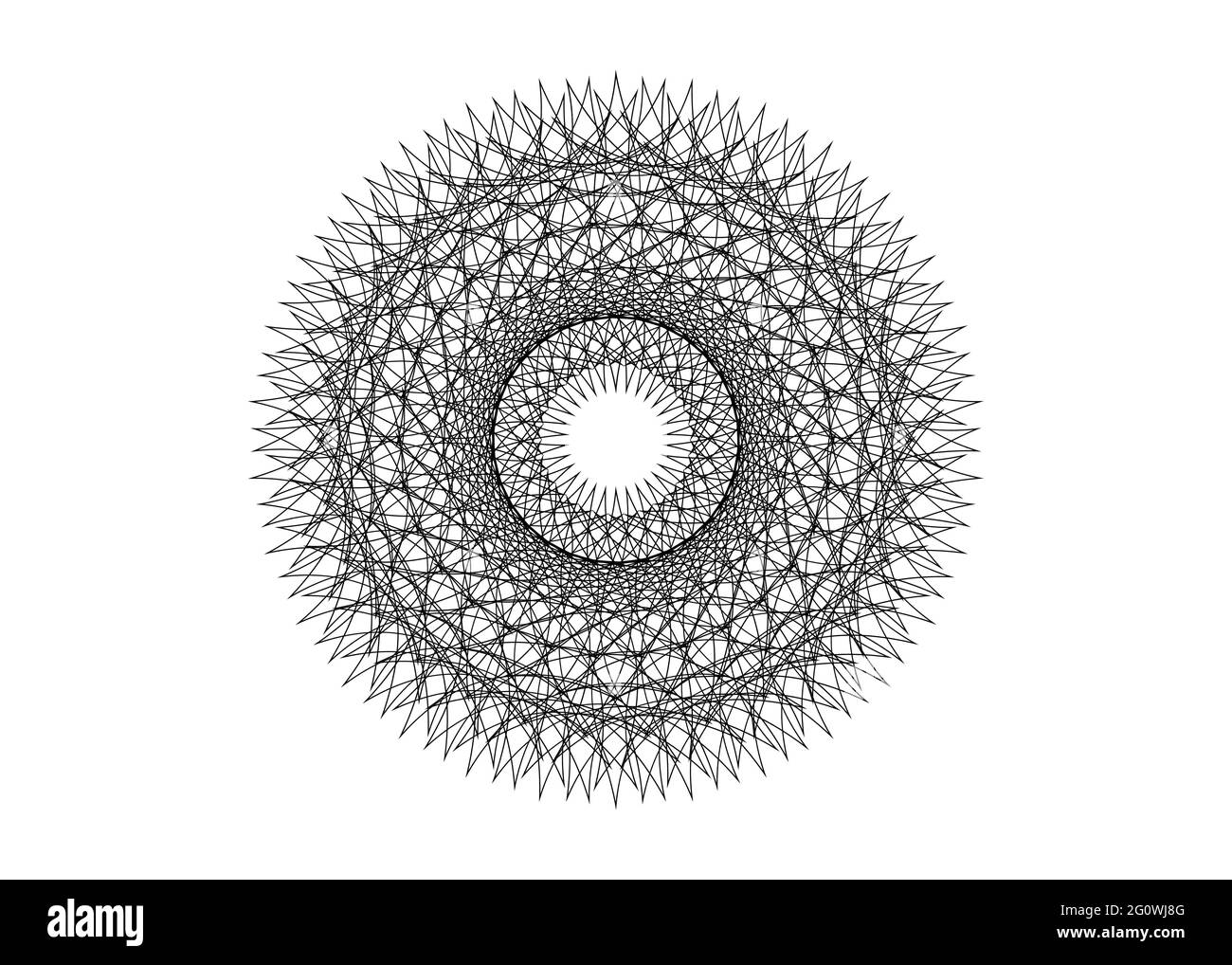 Rotondo Mandala bello stile geometrico del lacy dell'ornamento, ricamo dell'arte della linea nera, vettore isolato su sfondo bianco. Elemento di disegno ripetuto. Zenta Illustrazione Vettoriale