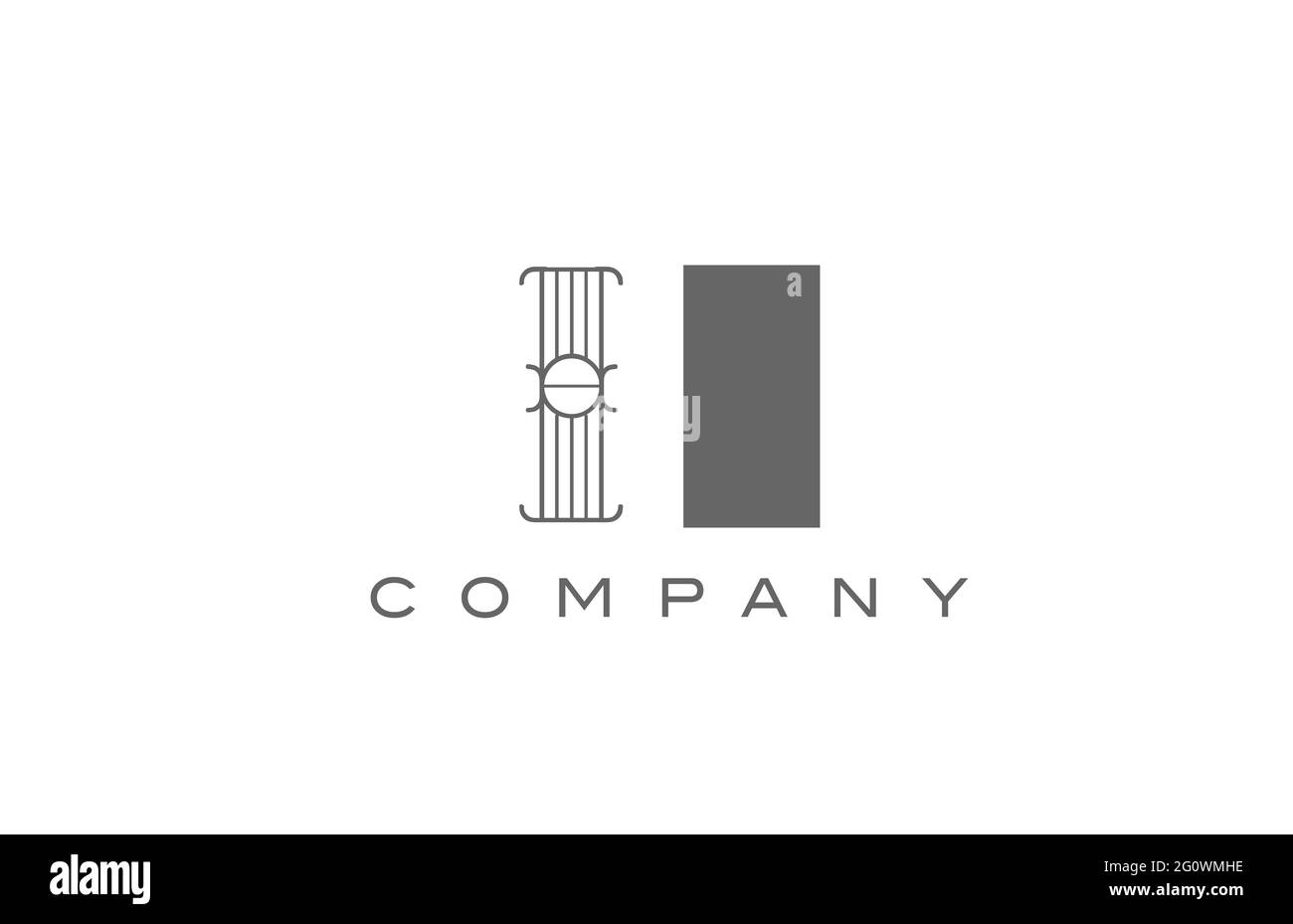 Icona con logo in alfabeto bianco grigio i II per aziende con stile geometrico. Design creativo combinato per aziende e aziende Foto Stock