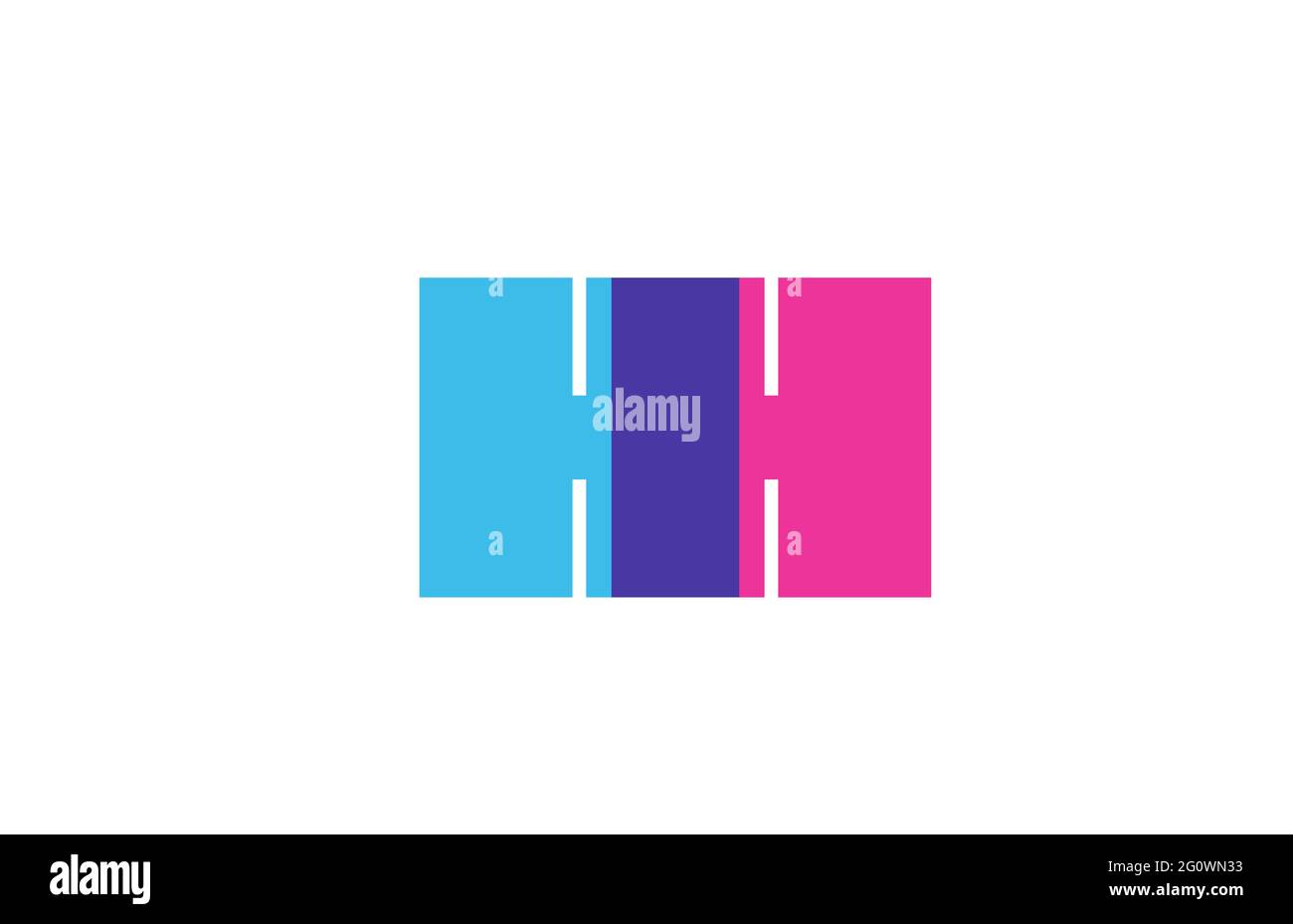 Icona del logo con lettera H intersecata per l'azienda. Blu e rosa alfabeto design per business e corporate Foto Stock