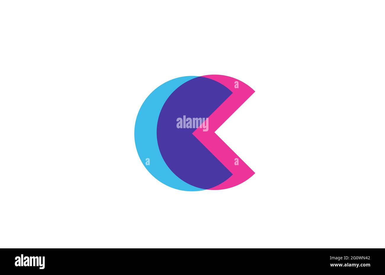 Icona con il logo della lettera C intersecata per l'azienda. Blu e rosa alfabeto design per business e corporate Foto Stock