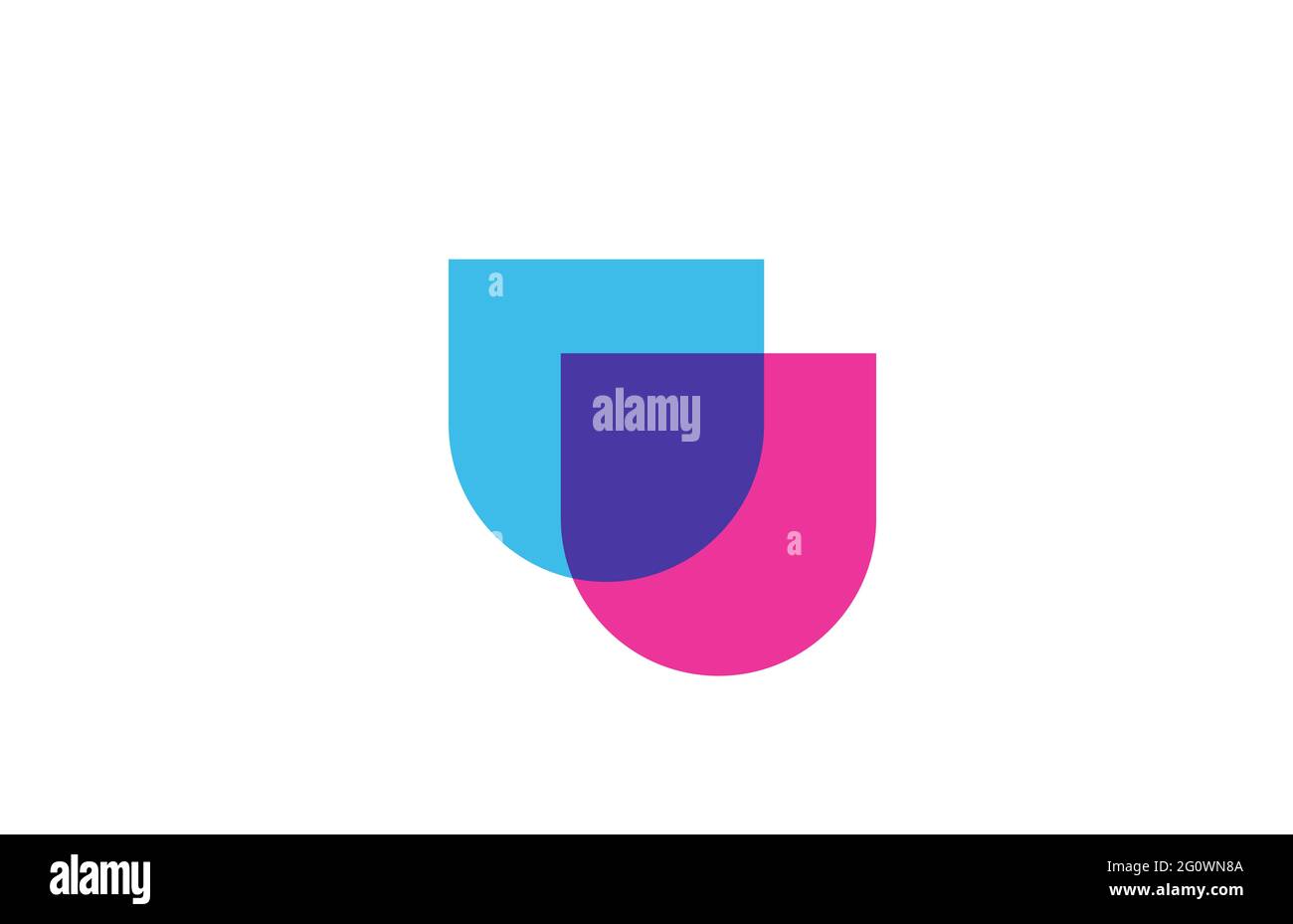 Icona del logo con lettera U intersecata per l'azienda. Blu e rosa alfabeto design per business e corporate Foto Stock