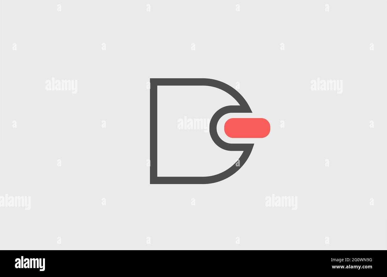 Icona con il logo della lettera dell'alfabeto D grigio rosa. Design geometrico per identità aziendale con linea Foto Stock