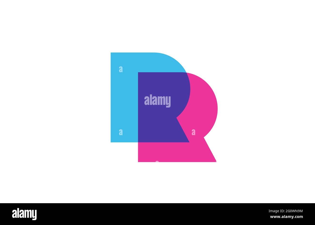 Icona del logo della lettera R intersecata per l'azienda. Blu e rosa alfabeto design per business e corporate Foto Stock