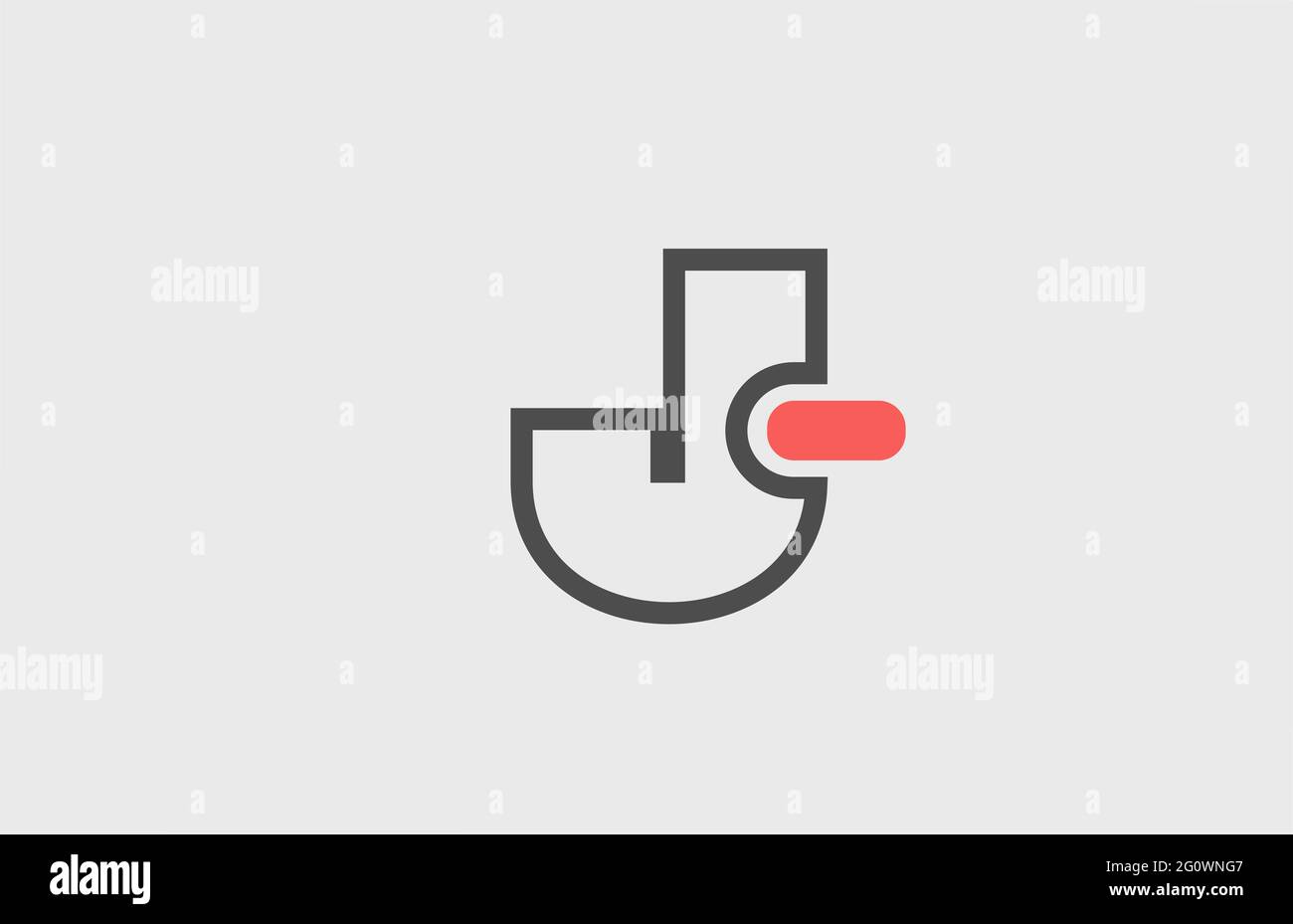 Icona con il logo della lettera dell'alfabeto J grigio rosa. Design geometrico per identità aziendale con linea Foto Stock