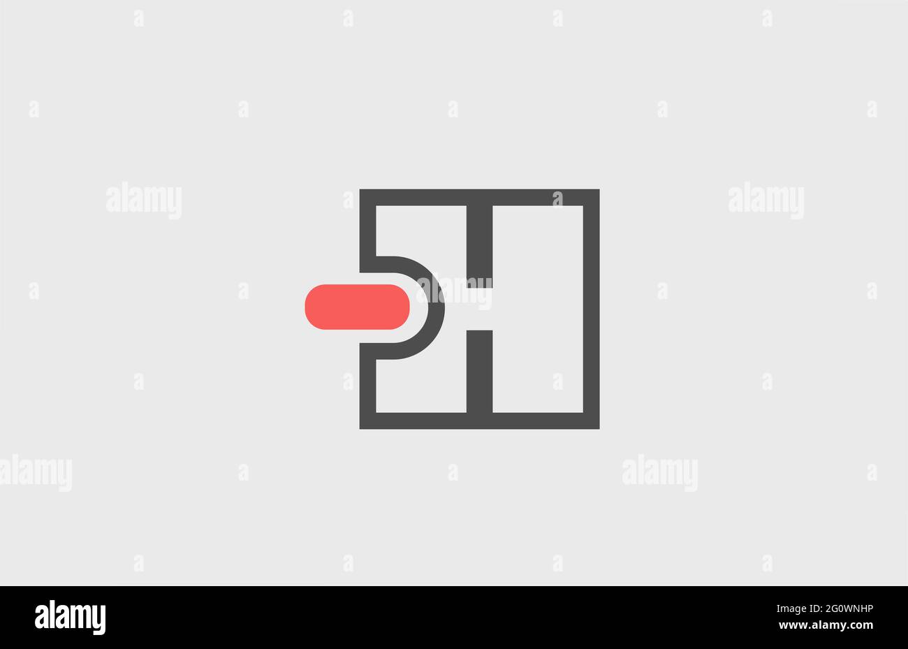 Icona con il logo della lettera dell'alfabeto H grigio rosa. Design geometrico per identità aziendale con linea Foto Stock