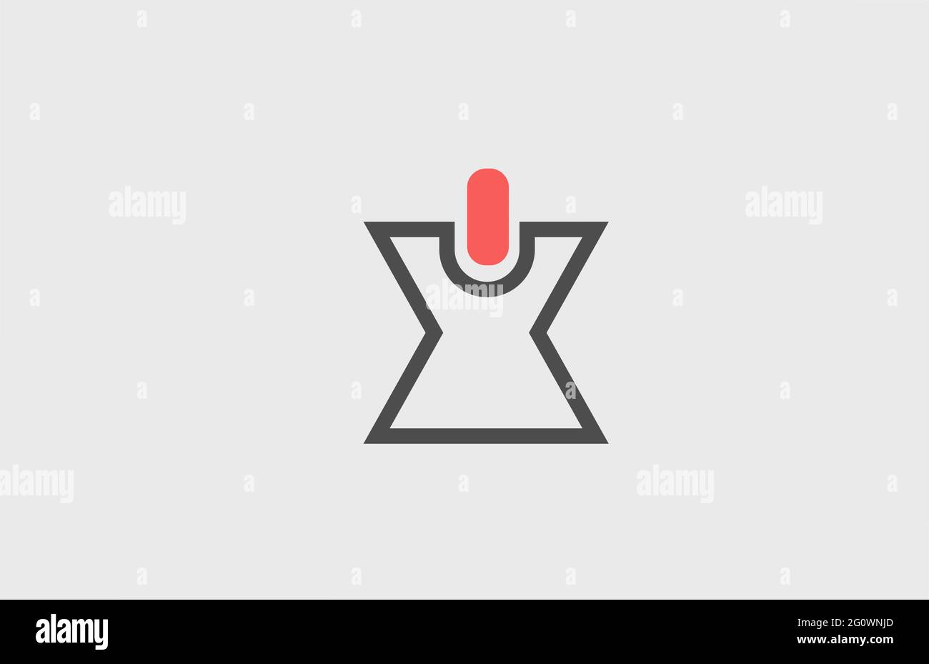 Icona con il logo della lettera dell'alfabeto X grigio rosa. Design geometrico per identità aziendale con linea Foto Stock