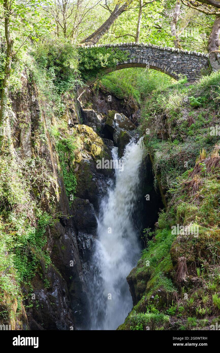 Cascata Aira Force a Ullswater, Lake District UK Foto Stock