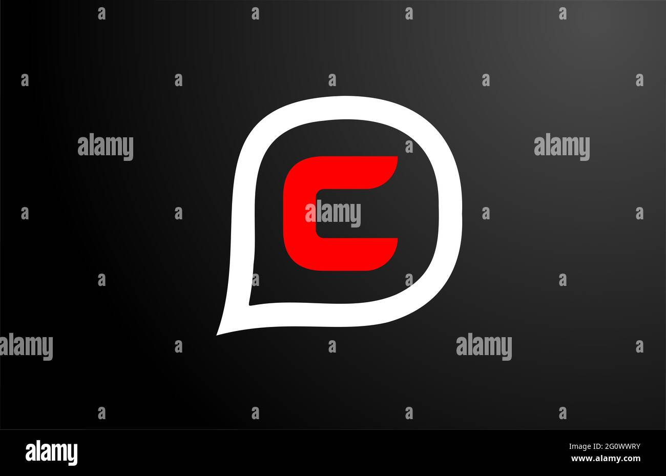 C letter design con nuvola di domande rossa. Logo alfabeto. Icona di branding per prodotti e società Foto Stock