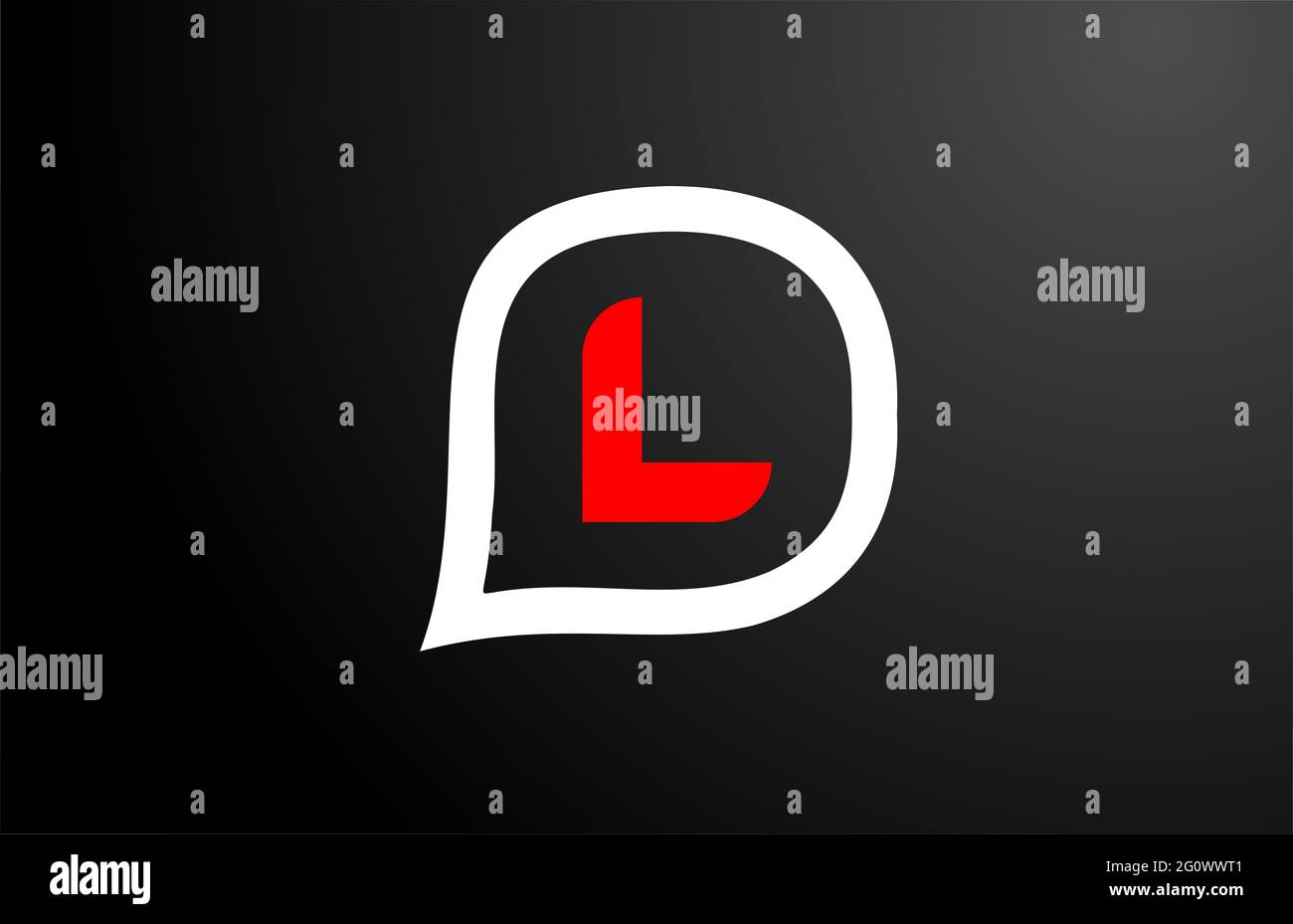 L lettera con nuvola rossa. Logo alfabeto. Icona di branding per prodotti e società Foto Stock