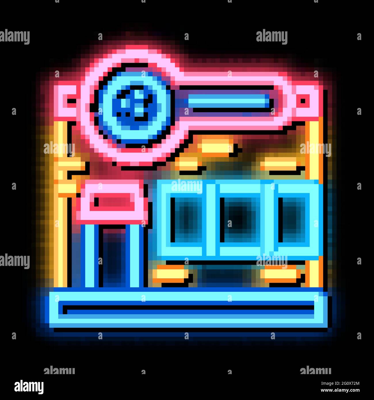 Illustrazione dell'icona del bagliore al neon di Bowling Building Illustrazione Vettoriale