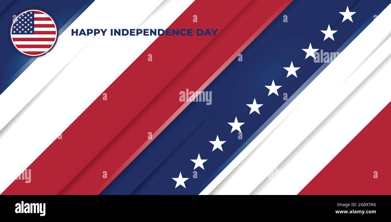 Happy Independence Day per lo Stato degli Stati Uniti d'America con il design di sfondo della bandiera americana. Ottimo modello per il design del U.S.A Independence Day. Illustrazione Vettoriale