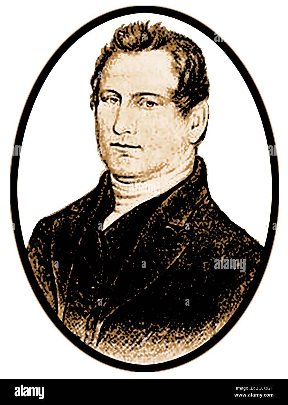 1898 ritratto del primo agente indiano dell'Iowa (USA), General Joseph M. Street. Il generale Joseph Montfort Street (1782 – 1840) è stato un pioniere, commerciante e ufficiale dell'esercito degli Stati Uniti del 19thc. Era inoltre un agente indiano degli Stati Uniti al Winnebago e più successivamente alle tribù di Sauk e di Fox dopo la guerra di Hawk nero Foto Stock