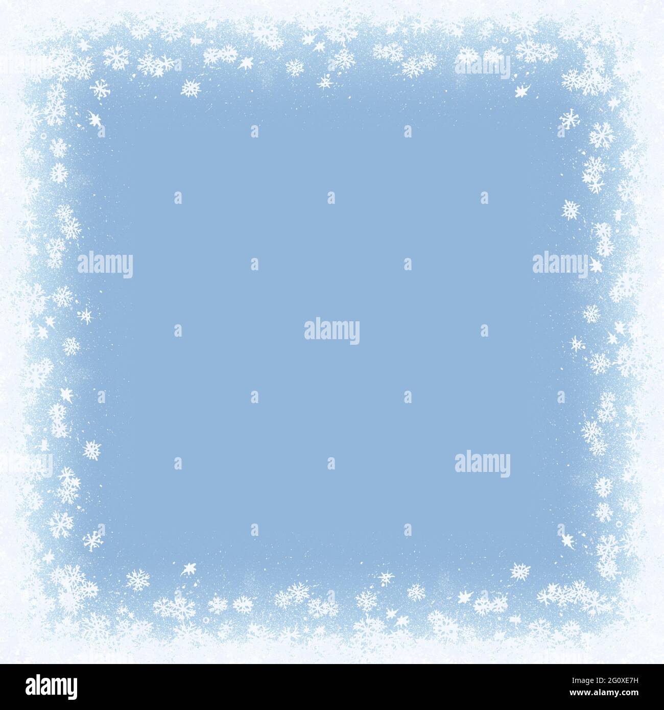 Cornice blu invernale in acquerello per il tuo design. Sfondo quadrato disegnato a mano Foto Stock