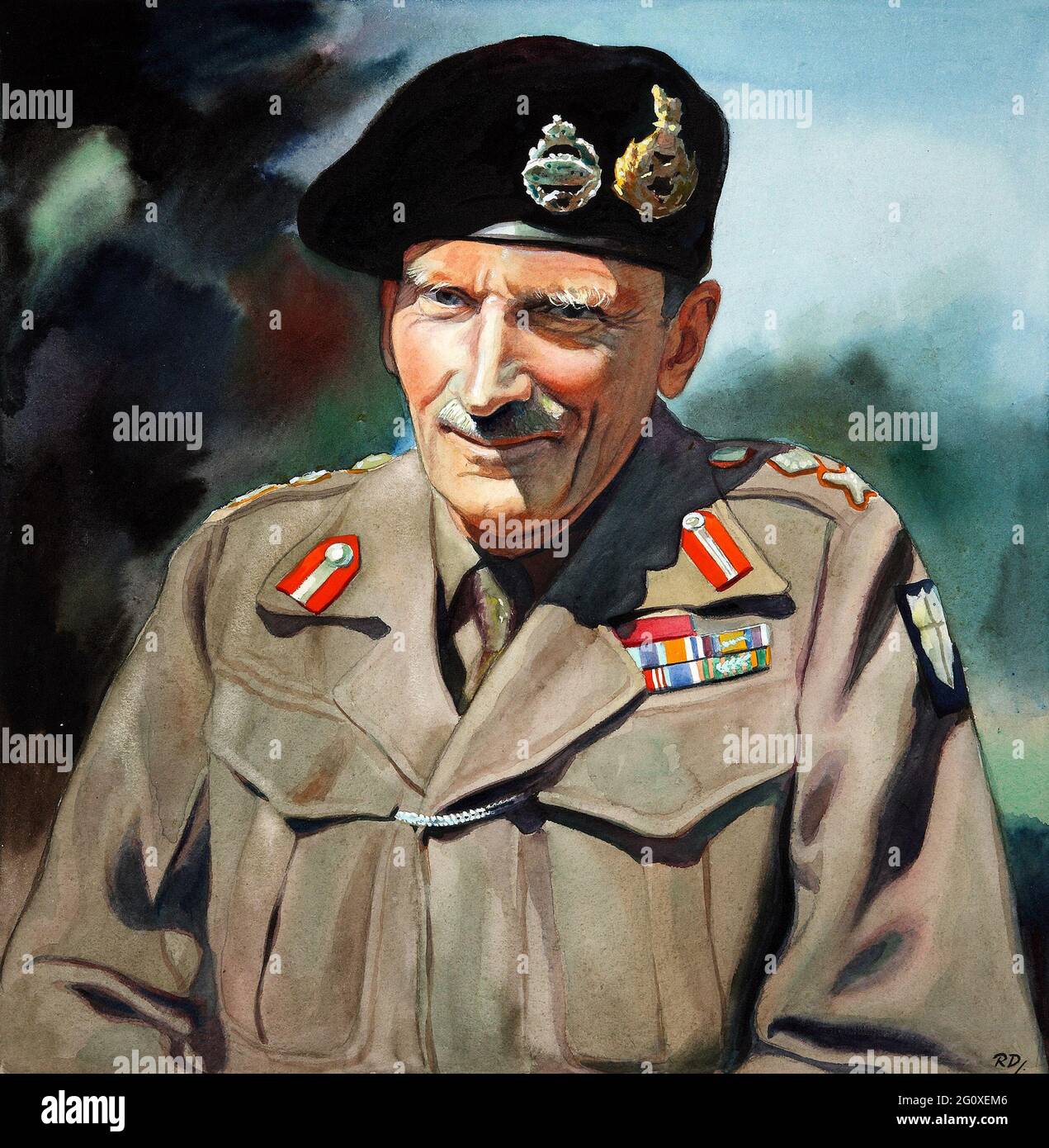 Un ritratto in tempo di guerra di Bernard Montgomery Foto stock - Alamy