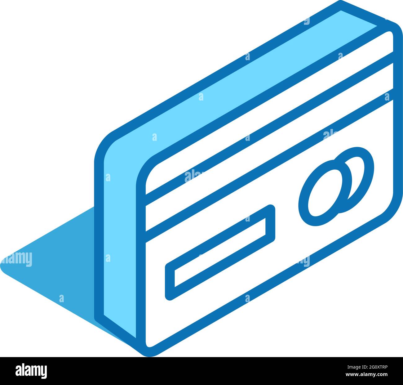 Icona isometrica della carta di credito. Sconto e buono regalo simbolo stile linea 3D. Illustrazione Vettoriale