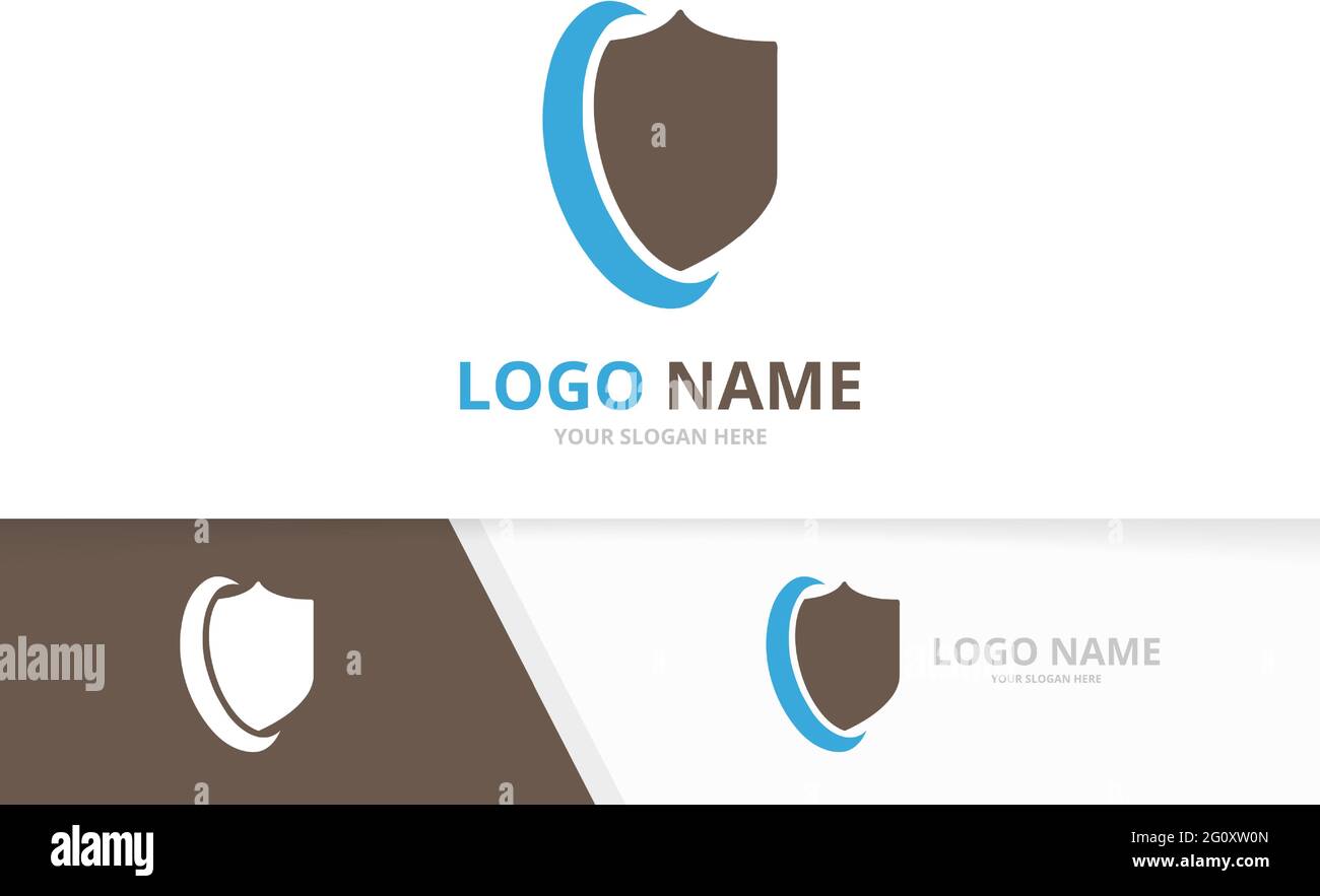 Modello con logo Premium Shield. Logotipo di sicurezza aziendale. Illustrazione Vettoriale
