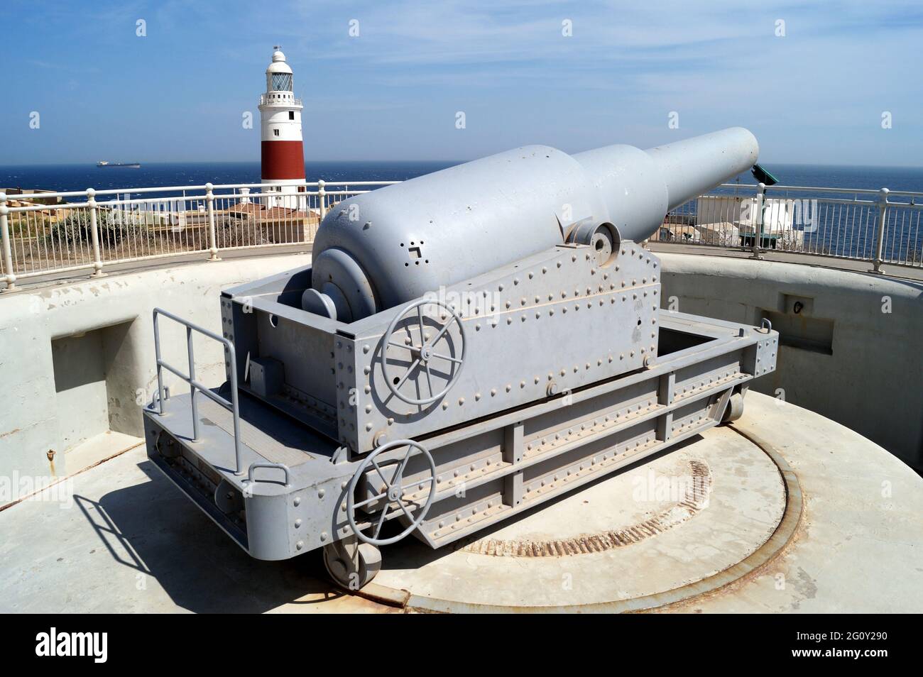 Harding's Battery e Trinity Lighthouse a Europa Point, la punta meridionale di Gibilterra Foto Stock