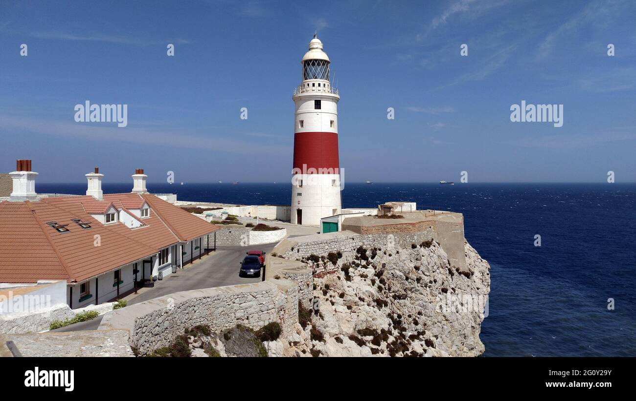 Il faro della Trinità a Europa Point, il punto più meridionale di Gibilterra Foto Stock