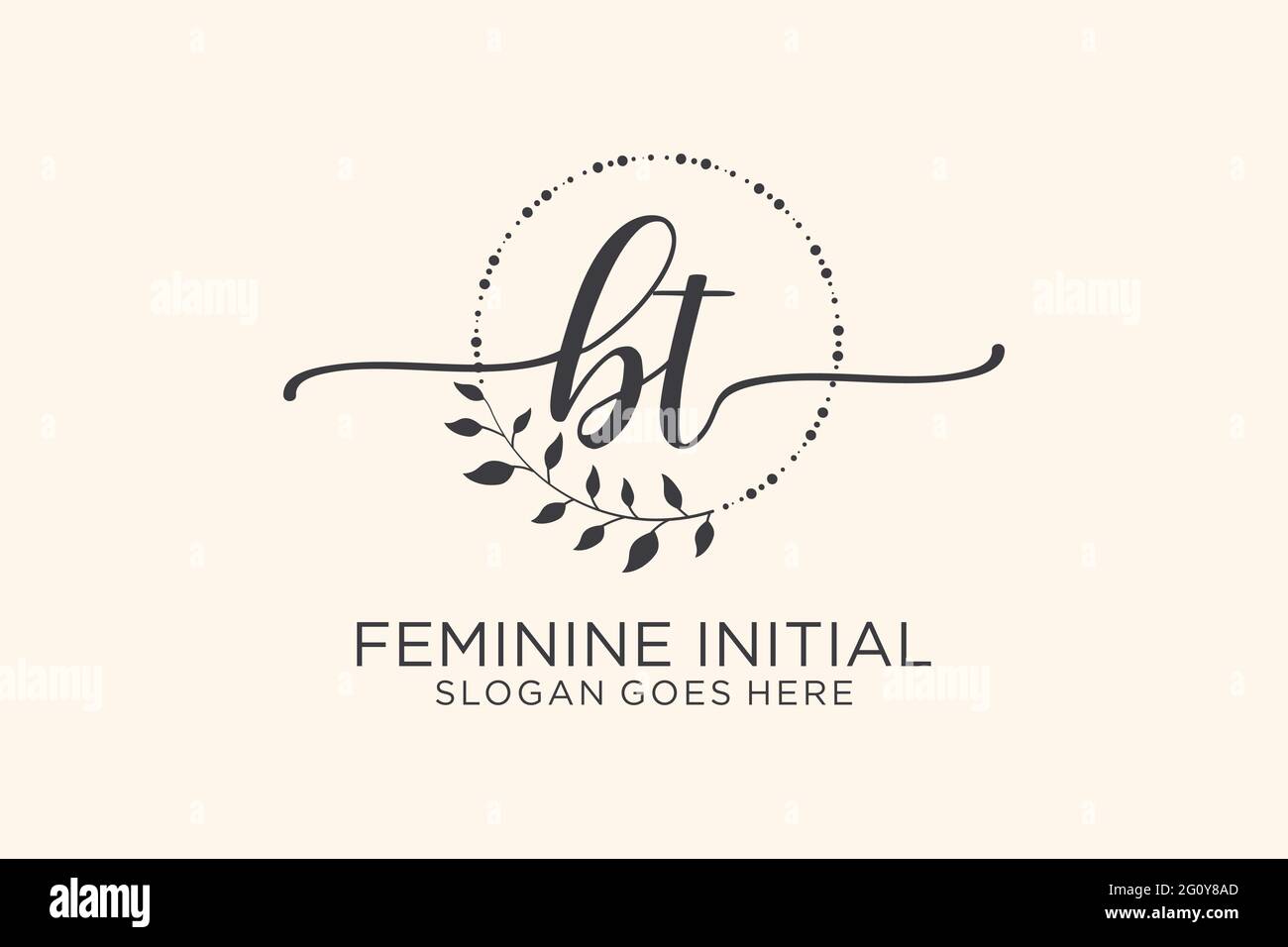BT monogramma di bellezza e logo elegante design calligrafia logo di firma iniziale, matrimonio, moda, floreale e botanico con modello creativo. Illustrazione Vettoriale
