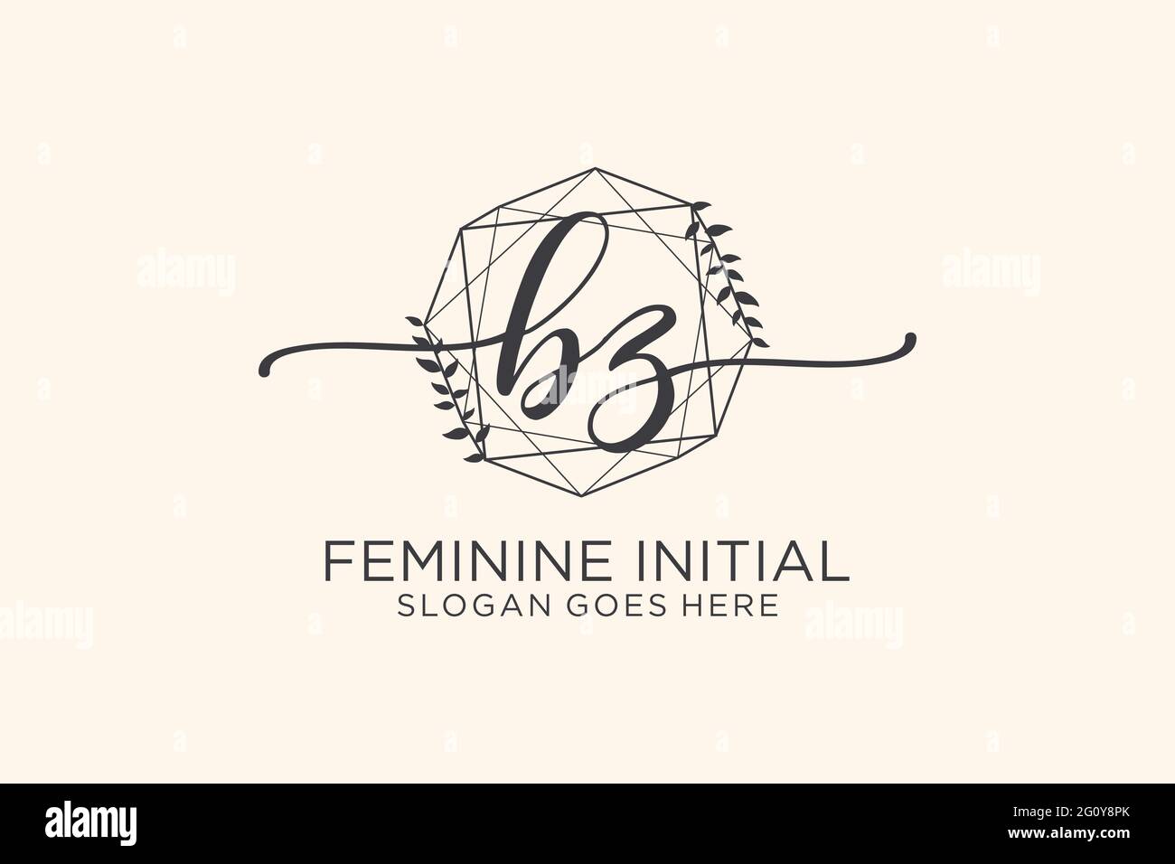 BZ beauty monogramma ed elegante logo design calligrafia logo di firma iniziale, matrimonio, moda, floreale e botanico con modello creativo. Illustrazione Vettoriale