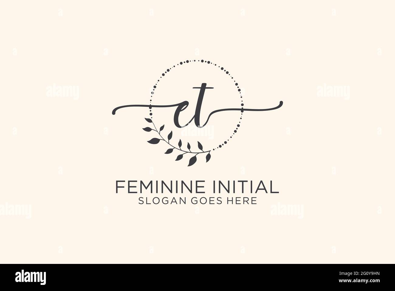 ET Beauty monogramma ed elegante logo di disegno manoscritto logo di firma iniziale, matrimonio, moda, floreale e botanico con modello creativo. Illustrazione Vettoriale