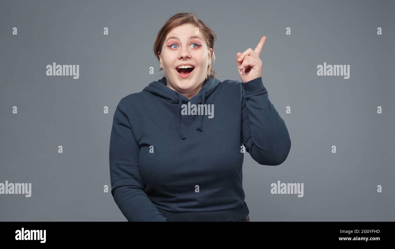 Tiro di donna stout con buona idea Foto Stock