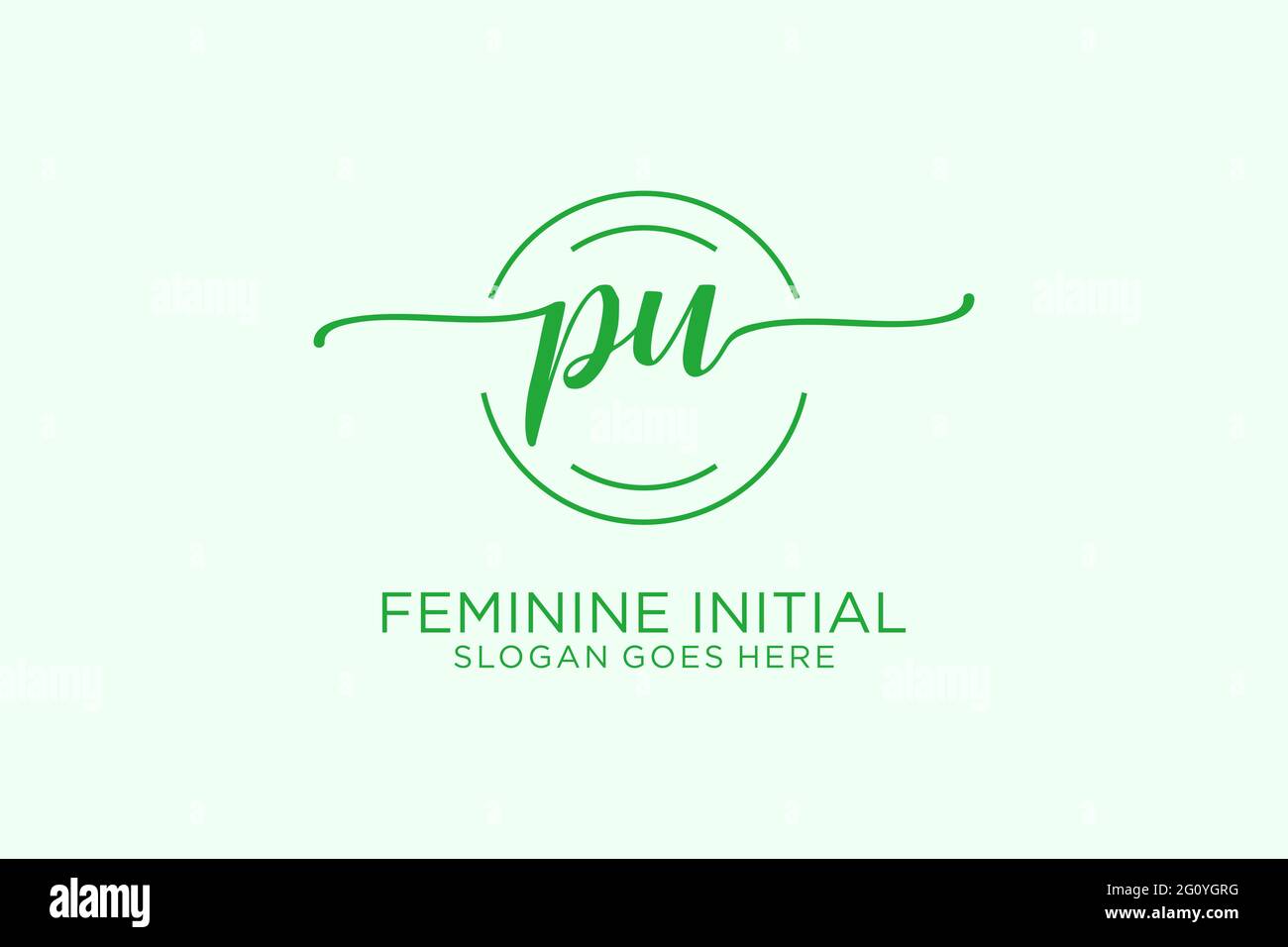 Pu beauty monogramma ed elegante logo design scritta a mano logo di firma iniziale, matrimonio, moda, floreale e botanico con modello creativo. Illustrazione Vettoriale