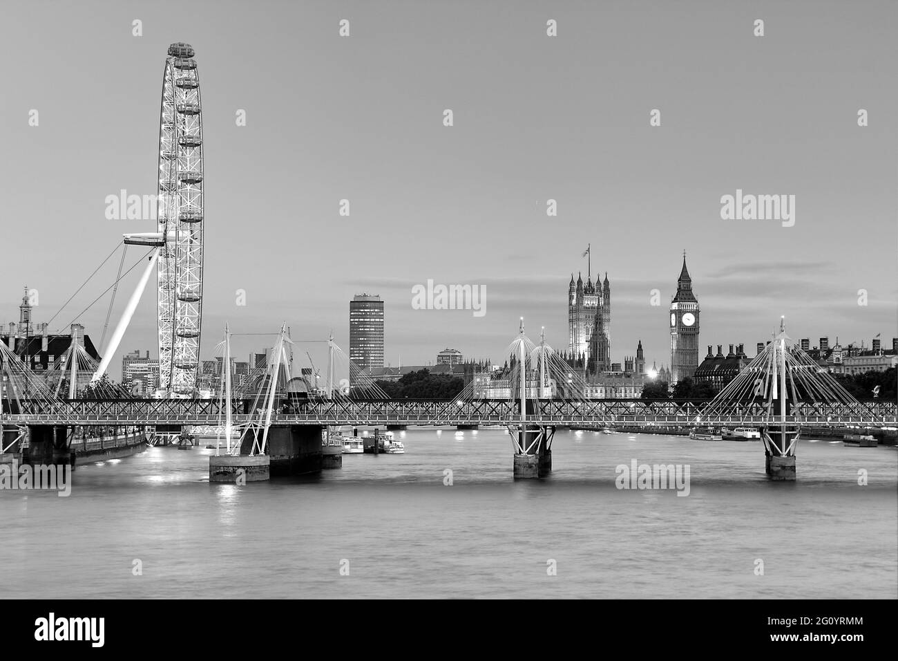 House of Parliament, Big ben, London Eye, Londra, Inghilterra, Regno Unito Foto Stock