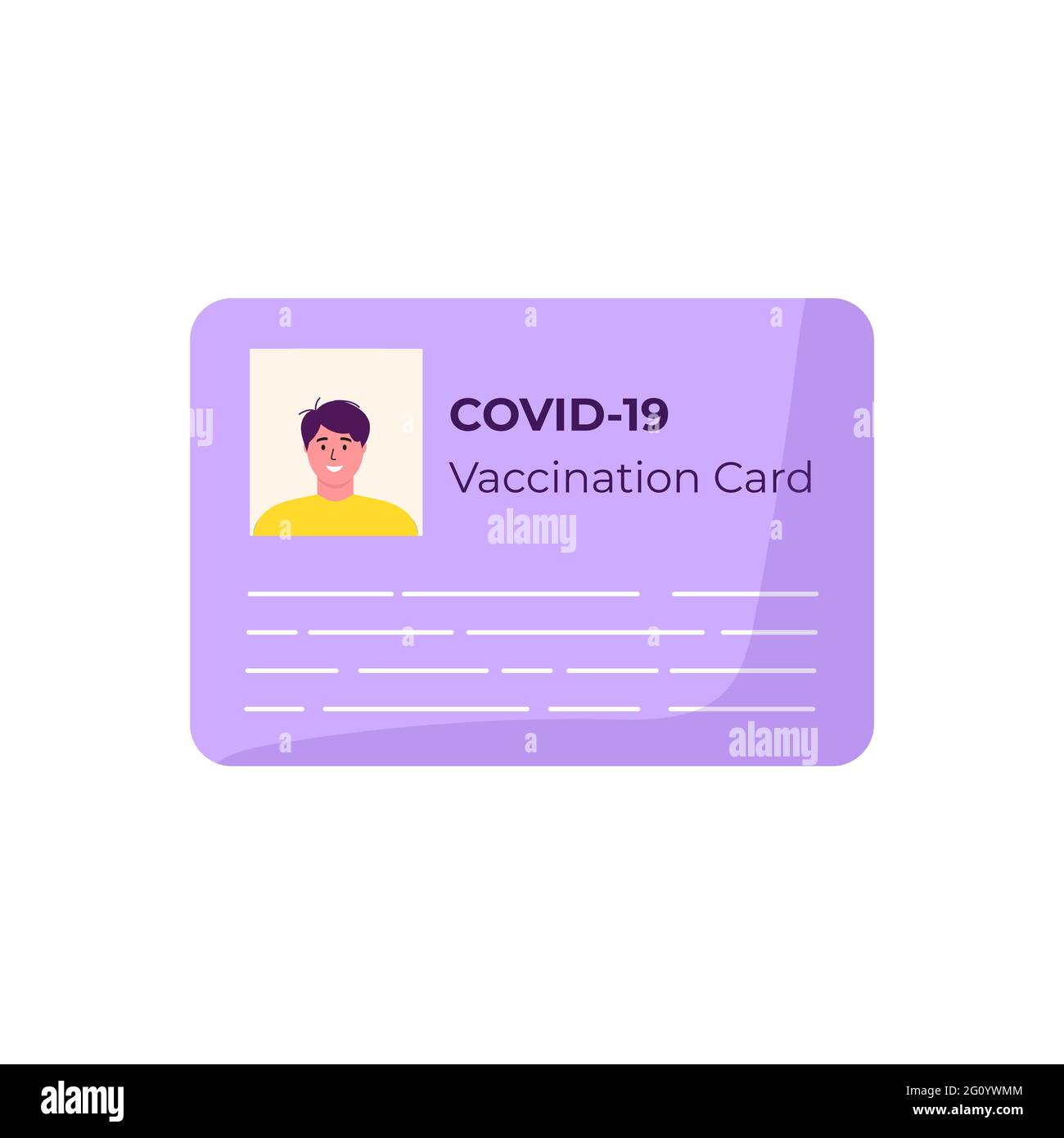 Icona della scheda di vaccinazione per COVID-19. Passaporto sanitario della vaccinazione per covid-19. Viaggio sicuro in pandemia. Vaccino del coronavirus, malattia. Illustrazione Vettoriale