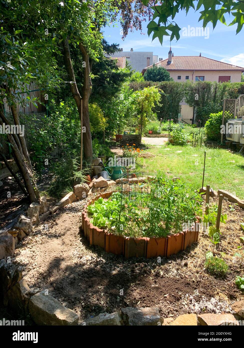 Keyhole Garden, Bron, Francia Foto Stock