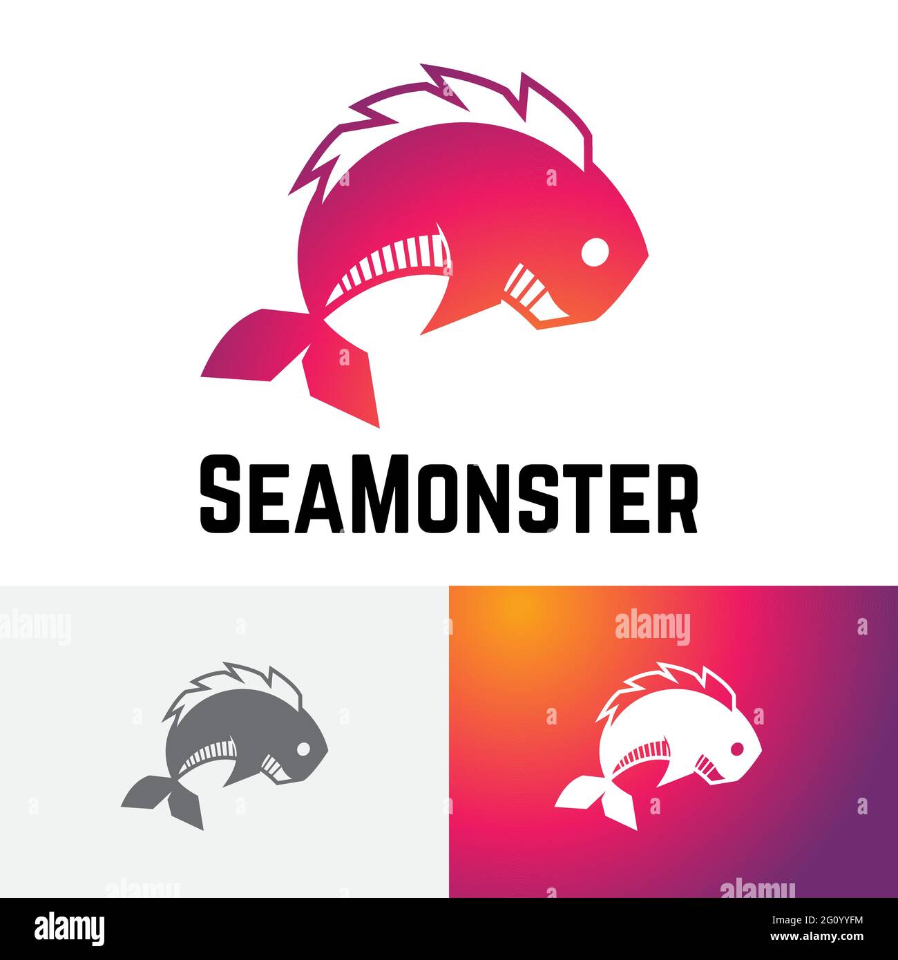 Simbolo del simbolo del predatore dell'acqua del pesce del mostro del mare Illustrazione Vettoriale