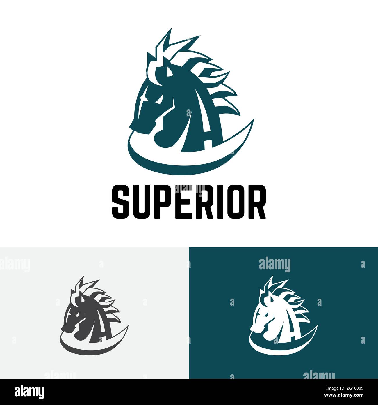 Simbolo del logo di un animale con testa a cavallo di qualità superiore Illustrazione Vettoriale