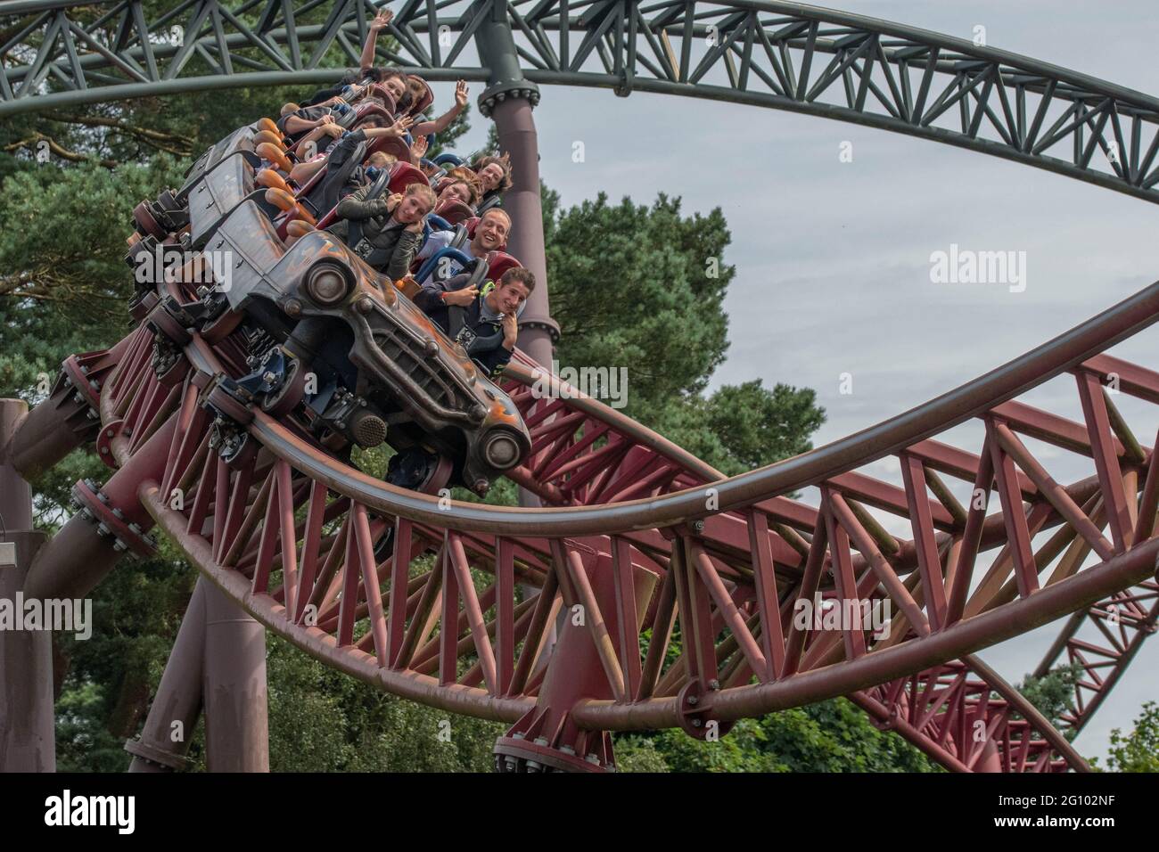 RITA Rollercoaster presso Alton Towers, AKA The Alton Towers Intamin Rocket Foto Stock