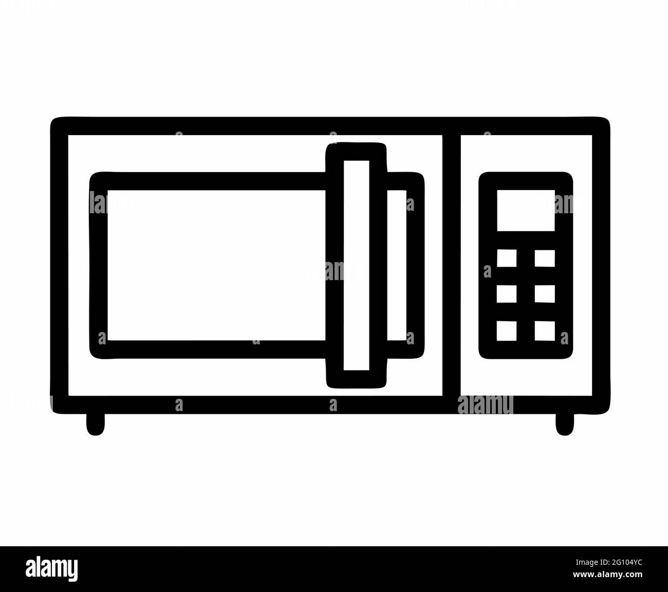forno a microonde isolato vettore in bianco e nero per logo, segno, applicazioni o sito web Illustrazione Vettoriale