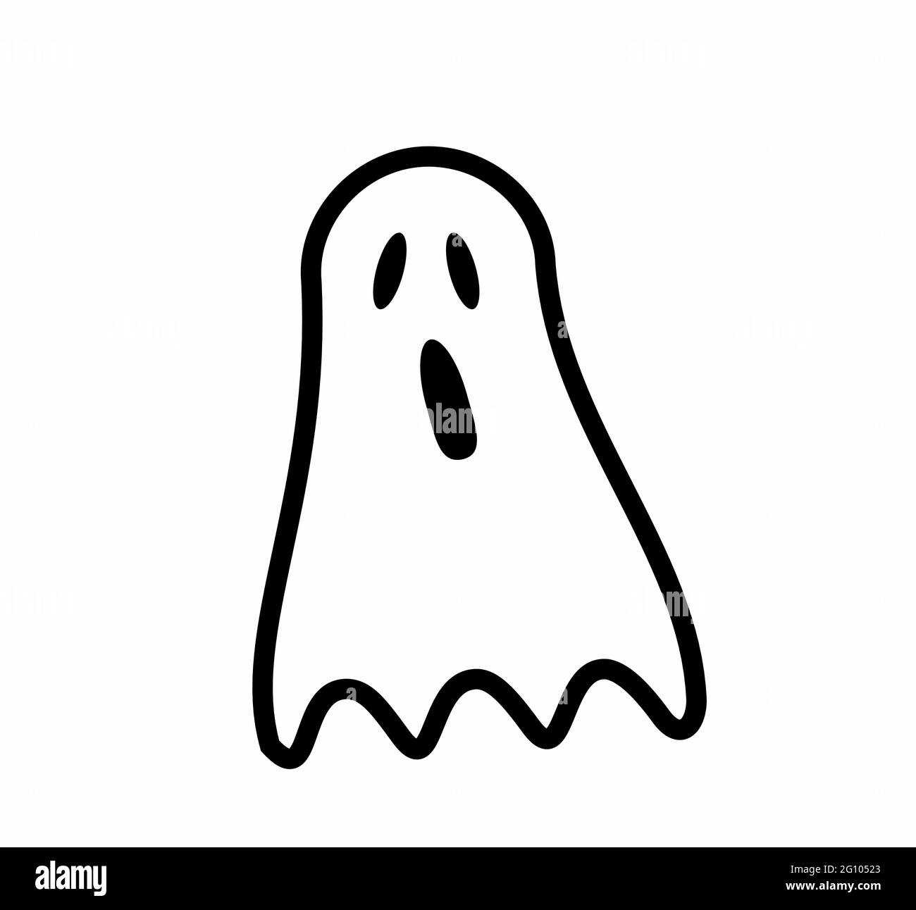 Ghost, phantom, ghoul o apparizione che infestano l'icona, il segno o il logo di un vettore di arte di linea di halloween per le applicazioni e i Web site di festa Illustrazione Vettoriale