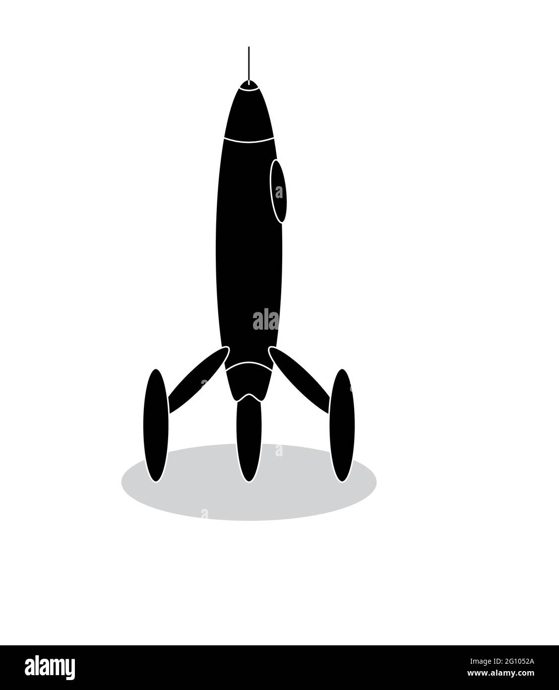 Vettore spaziale razzo isolato in bianco e nero Illustrazione Vettoriale