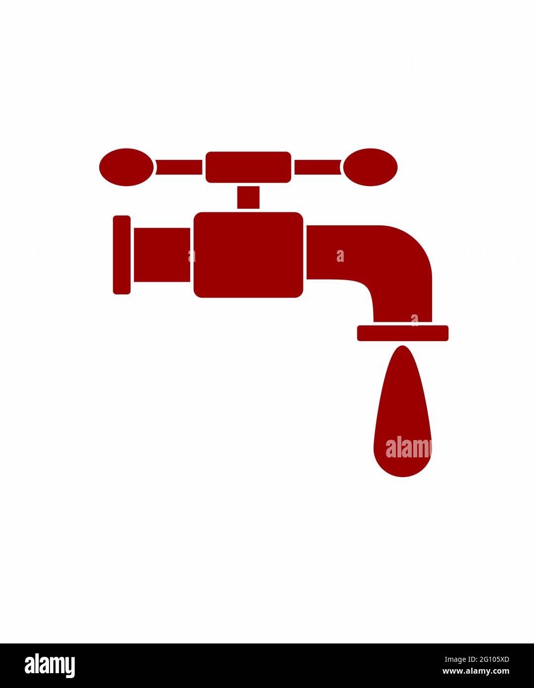 Un rubinetto d'acqua con un logo vettoriale isolato a goccia Illustrazione Vettoriale
