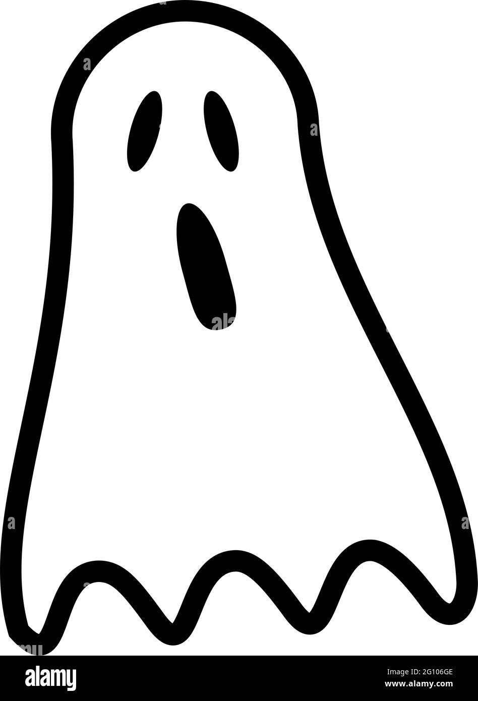 Ghost, phantom, ghoul o apparizione che infestano l'icona, il segno o il logo di un vettore di arte di linea di halloween per le applicazioni e i Web site di festa Illustrazione Vettoriale