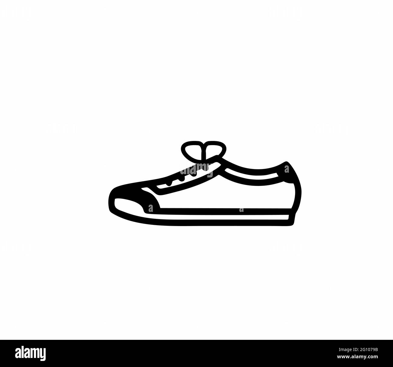 Una sneaker o una scarpa sportiva in bianco e nero come vettore isolato, per segno, logo, app o sito web Illustrazione Vettoriale