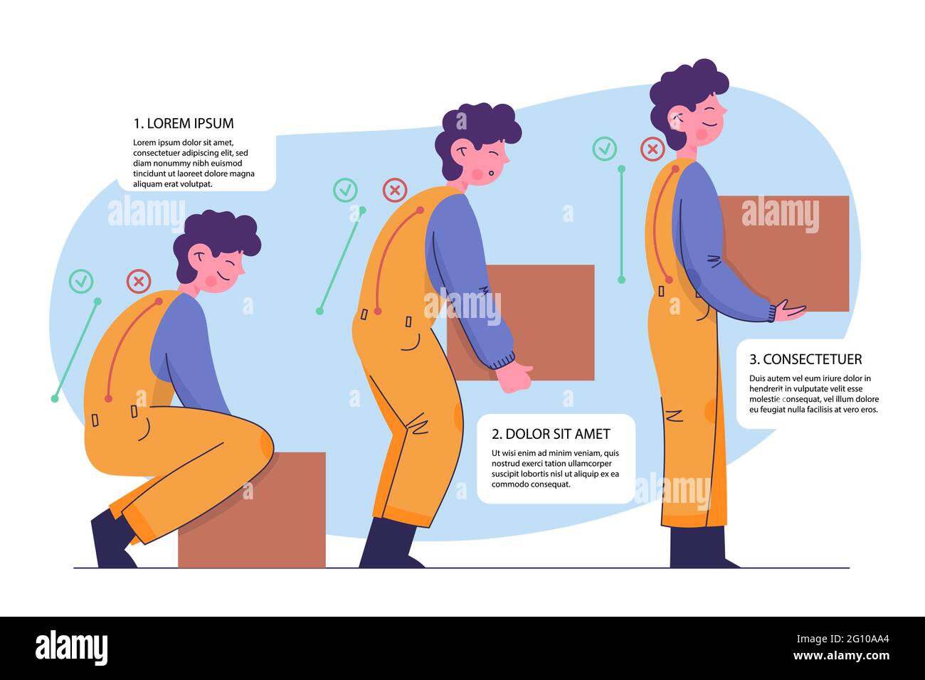 Immagine vettoriale della correzione della postura disegnata a mano. Illustrazione Vettoriale