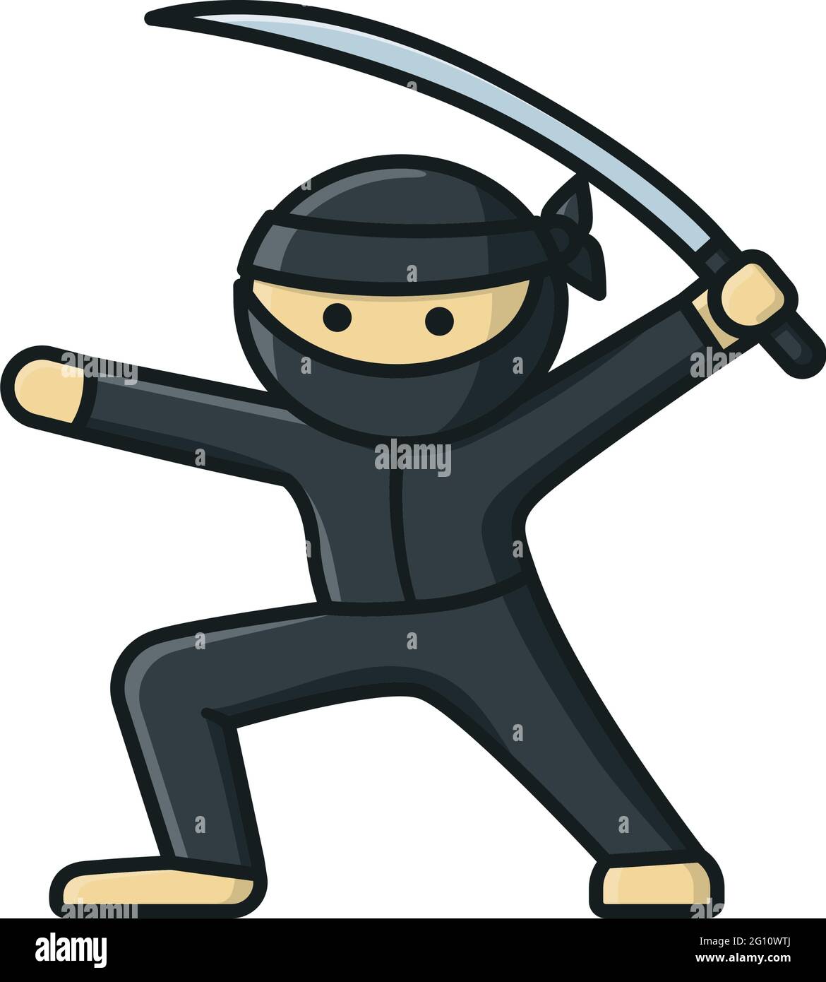 Cartoon Ninja personaggio isolato vettore illustrazione per Ninja giorno il 5 dicembre Illustrazione Vettoriale