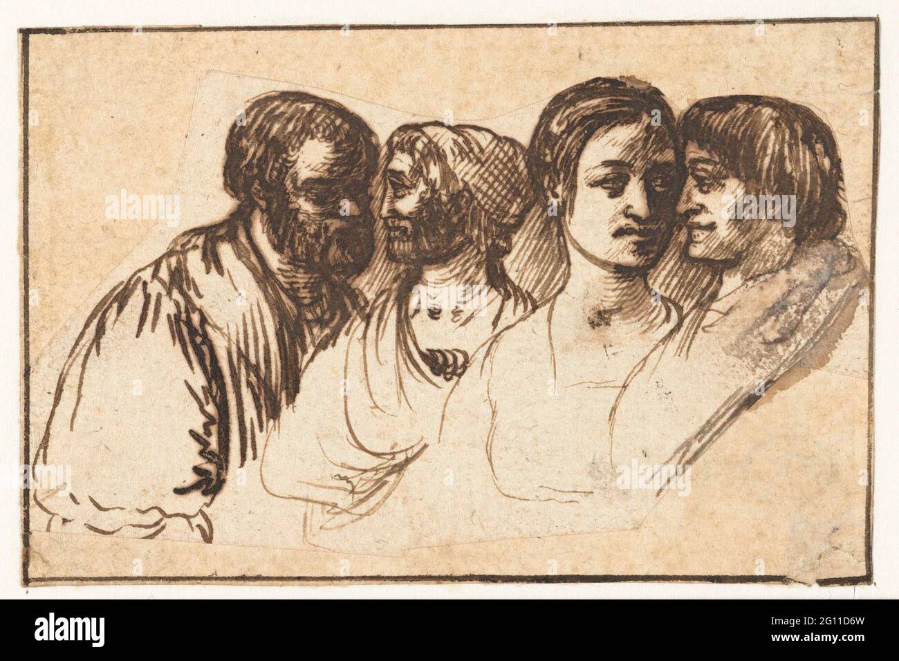 Tre uomini e una donna. Foglio di studio di tre uomini e una donna. Foto Stock