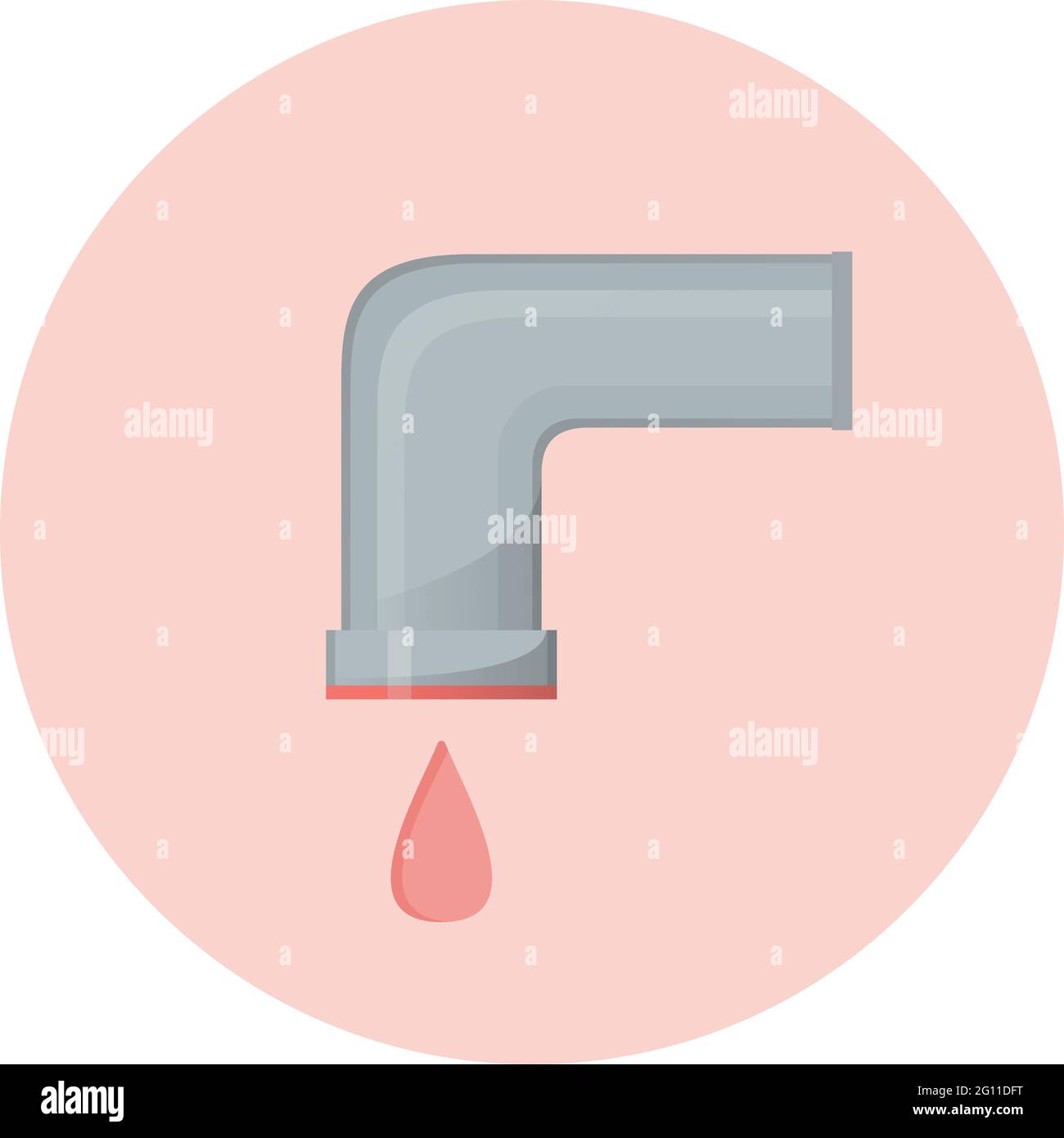 Icona dell'acqua calda, rubinetto dell'acqua semplice illustrazione vettoriale semi-piatta Illustrazione Vettoriale