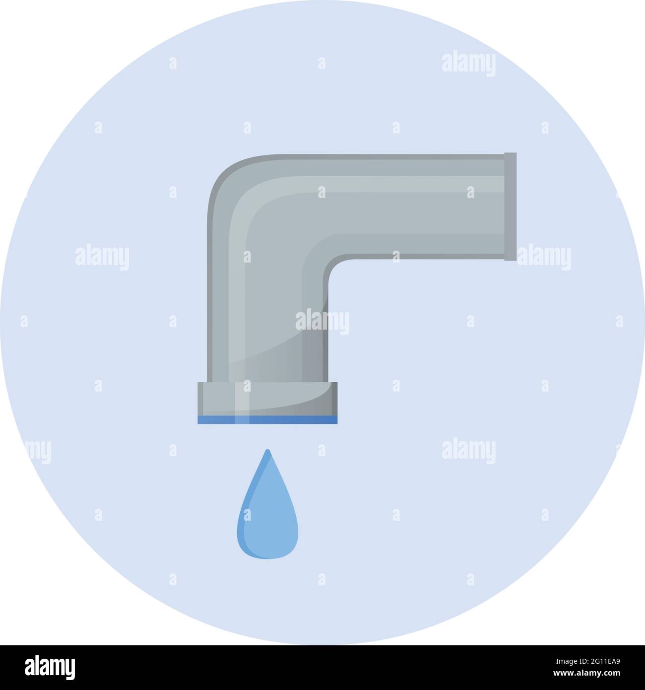 Icona dell'acqua fredda, rubinetto dell'acqua semplice illustrazione vettoriale semi-piatta Illustrazione Vettoriale