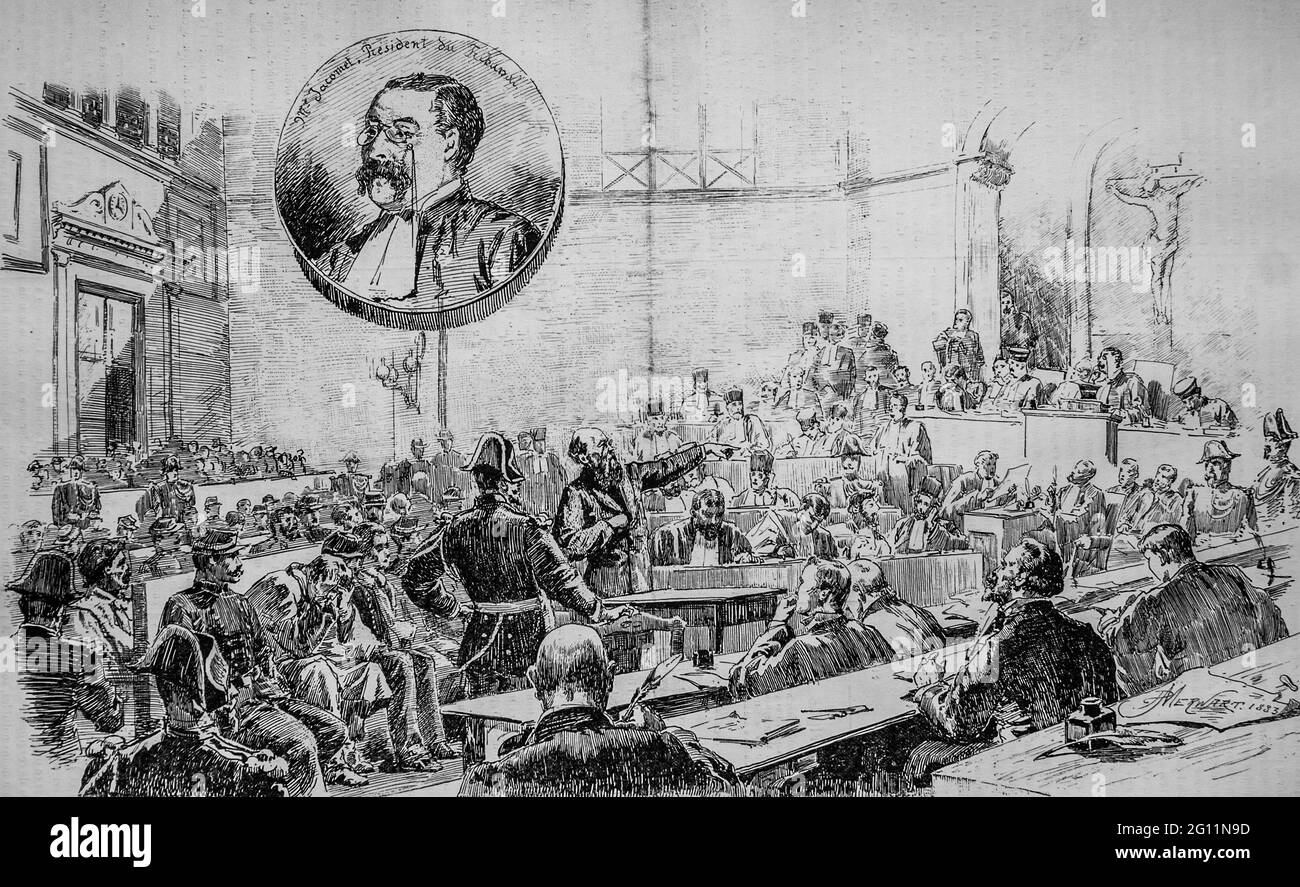 le proces des anarchistes,le prince kropotkine presentant saz defance a lyon,l'univers illustre 1882,editeur librairie nouvelle Foto Stock