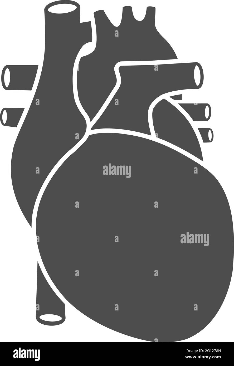 Simbolo del cuore umano. Icona dell'organo interno umano. Illustrazione Vettoriale